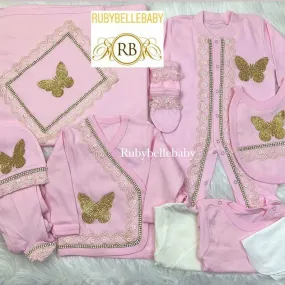 10pcs Baby Girl Butterfly Set - Pink/Gold
