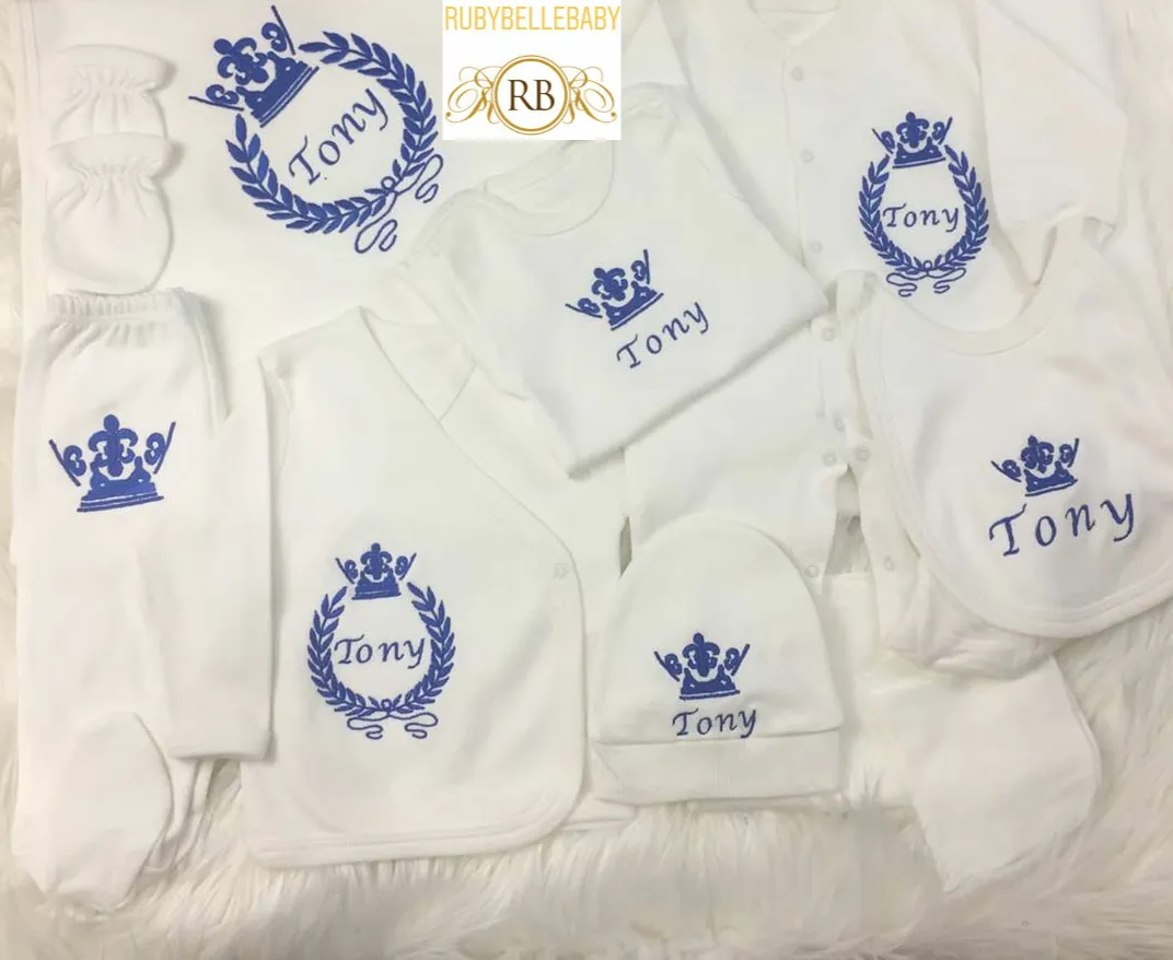 10pcs Embriodery Baby Set - Royal Blue