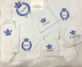 10pcs Embriodery Baby Set - Royal Blue