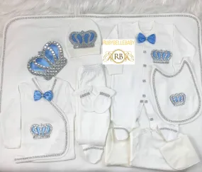 10pcs Newborn Baby Boy Outfit- Light Blue