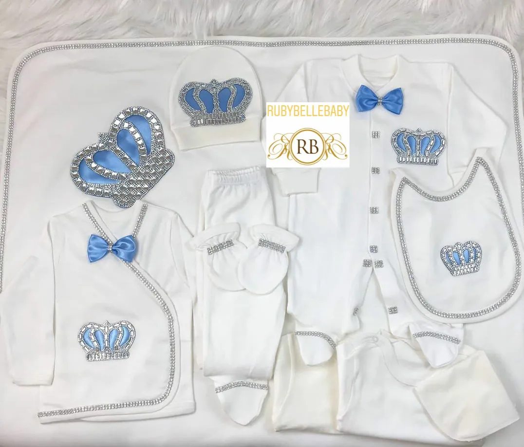 10pcs Newborn Baby Boy Outfit- Light Blue
