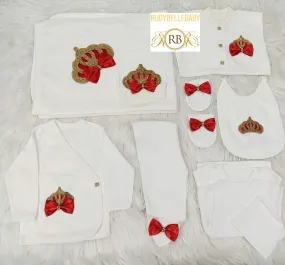 10pcs Princess Crown Set - Red/Gold