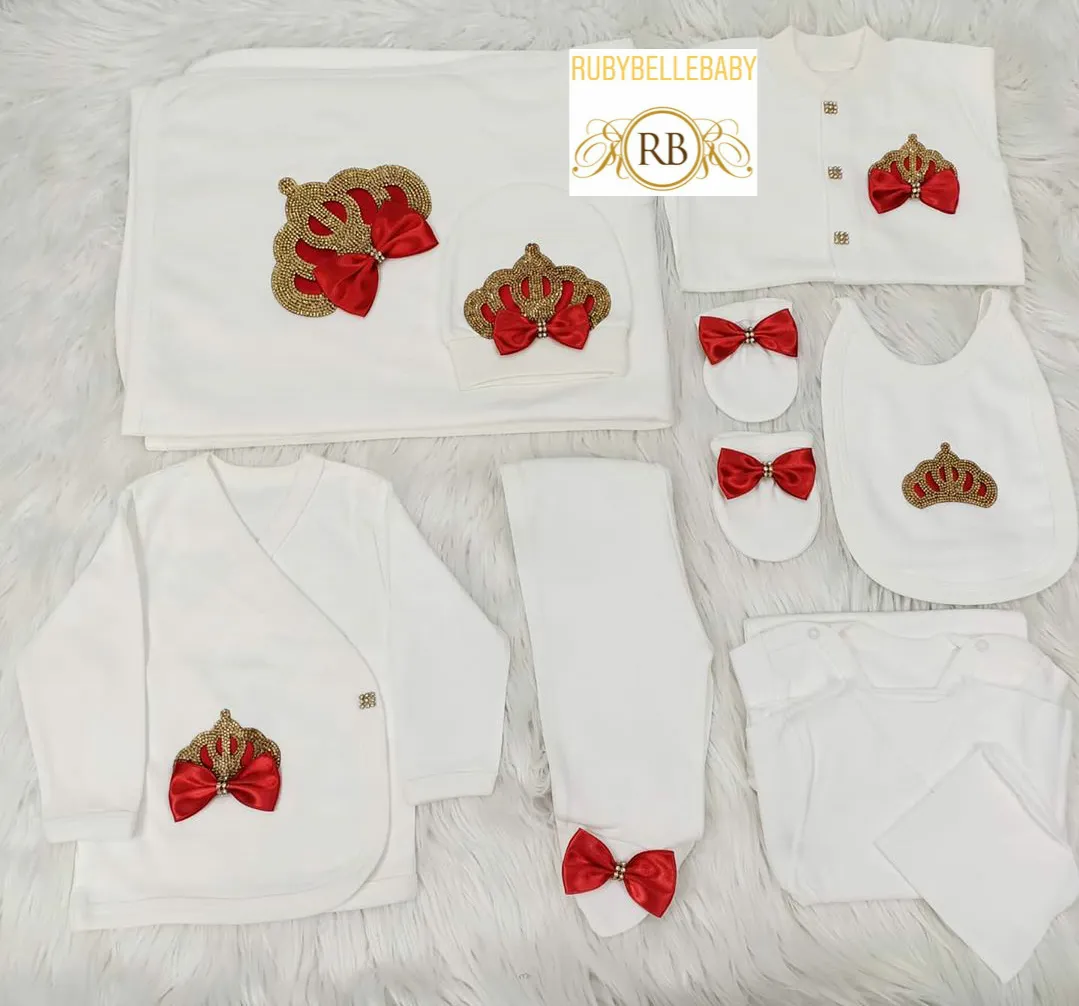 10pcs Princess Crown Set - Red/Gold