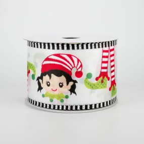 2.5" Elf Head & Feet Ribbon: White (10 Yards)