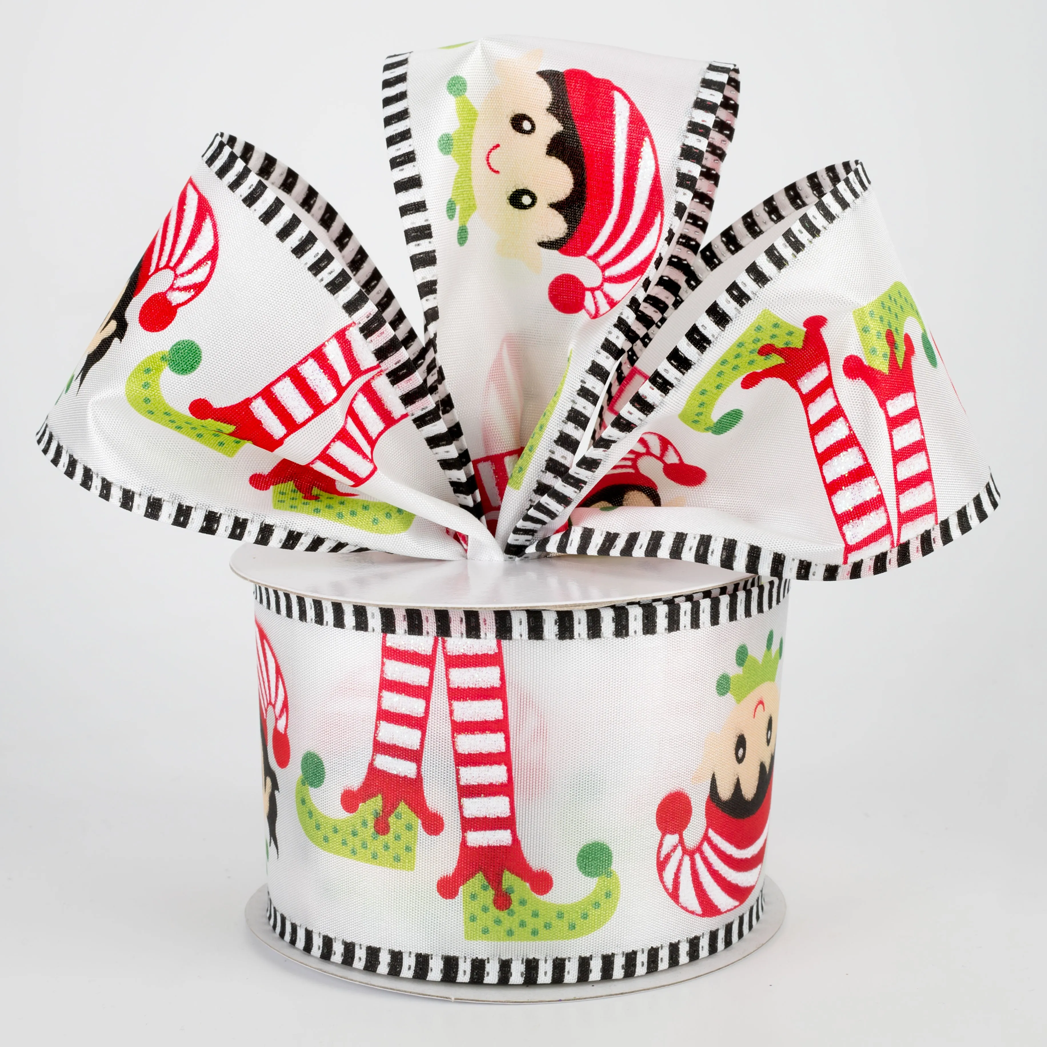 2.5" Elf Head & Feet Ribbon: White (10 Yards)