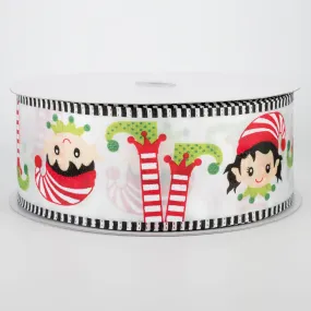 2.5" Elf Head & Feet Ribbon: White (50 Yards)