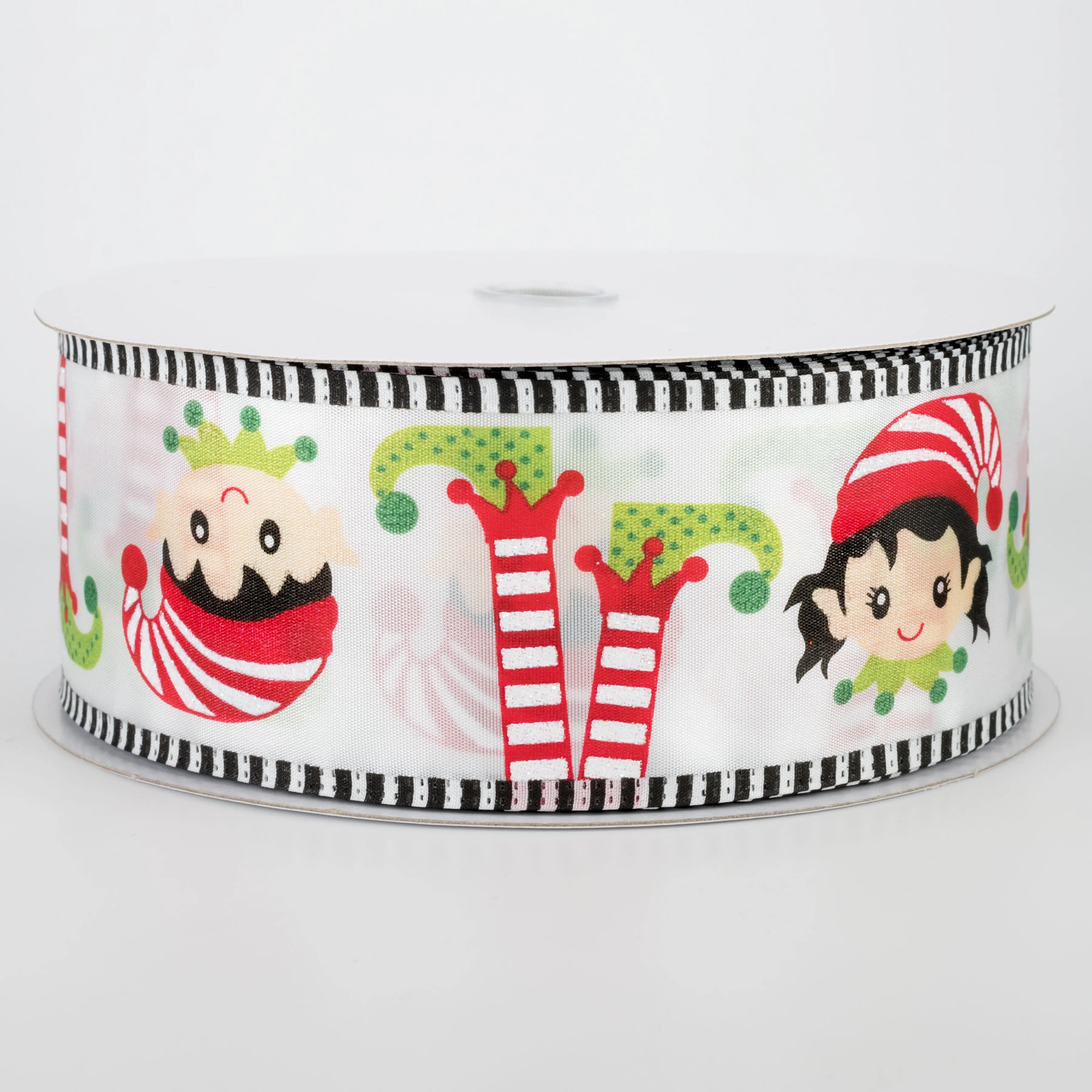 2.5" Elf Head & Feet Ribbon: White (50 Yards)