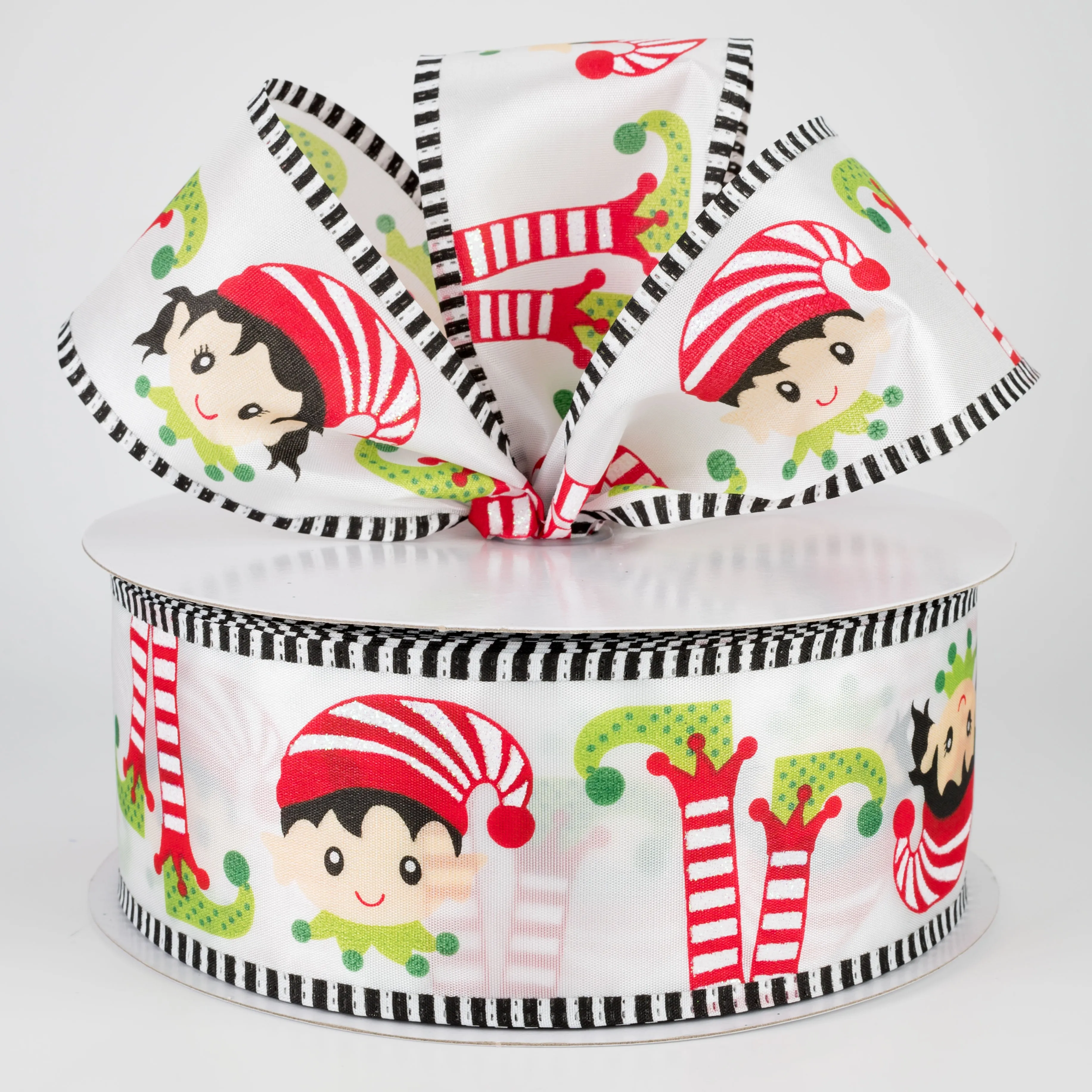 2.5" Elf Head & Feet Ribbon: White (50 Yards)