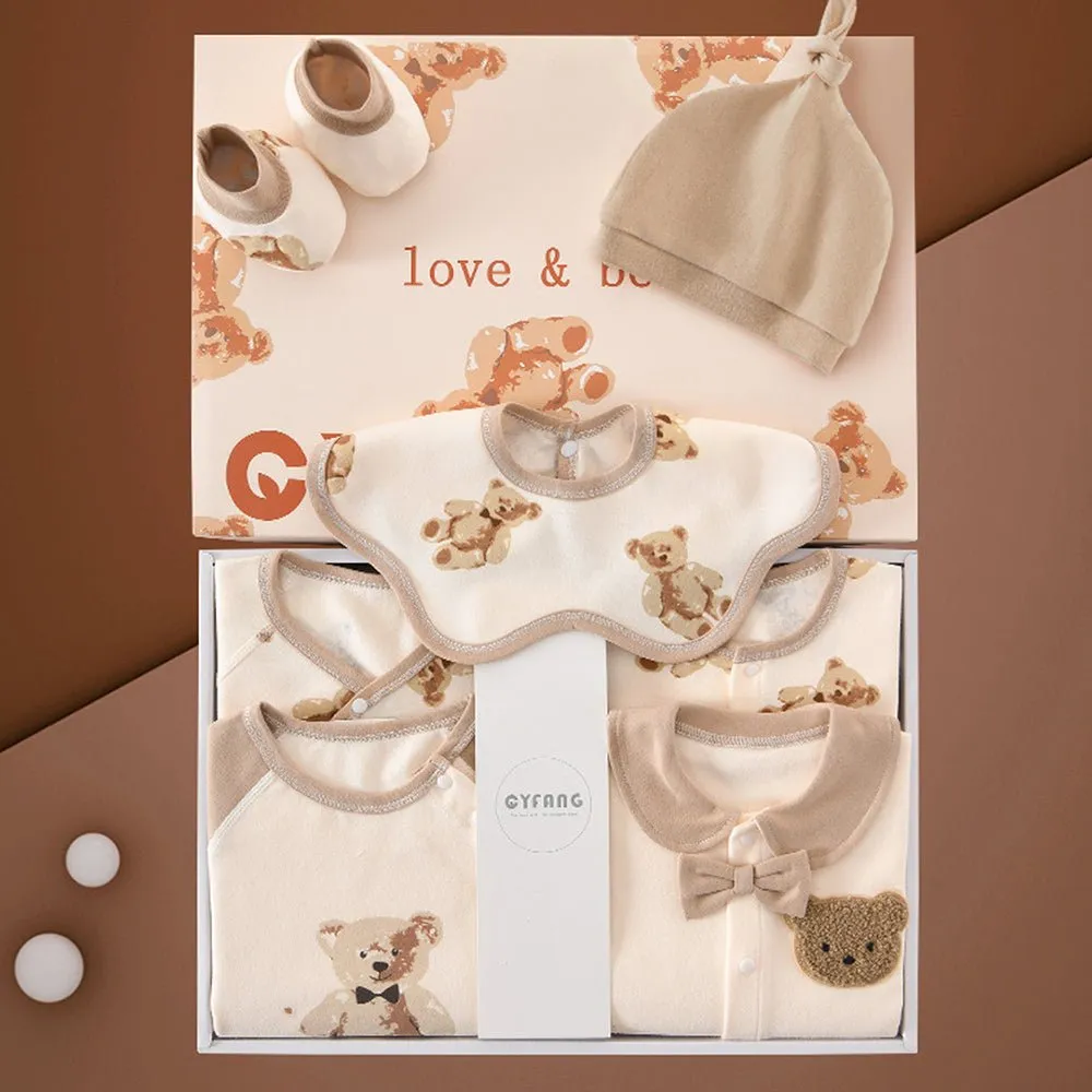 26pcs Cream & Brown Teddy Love , New born Baby Girl/Boy Gift Hamper all Season wear Clothes Gift Hamper Box, (0-6months)