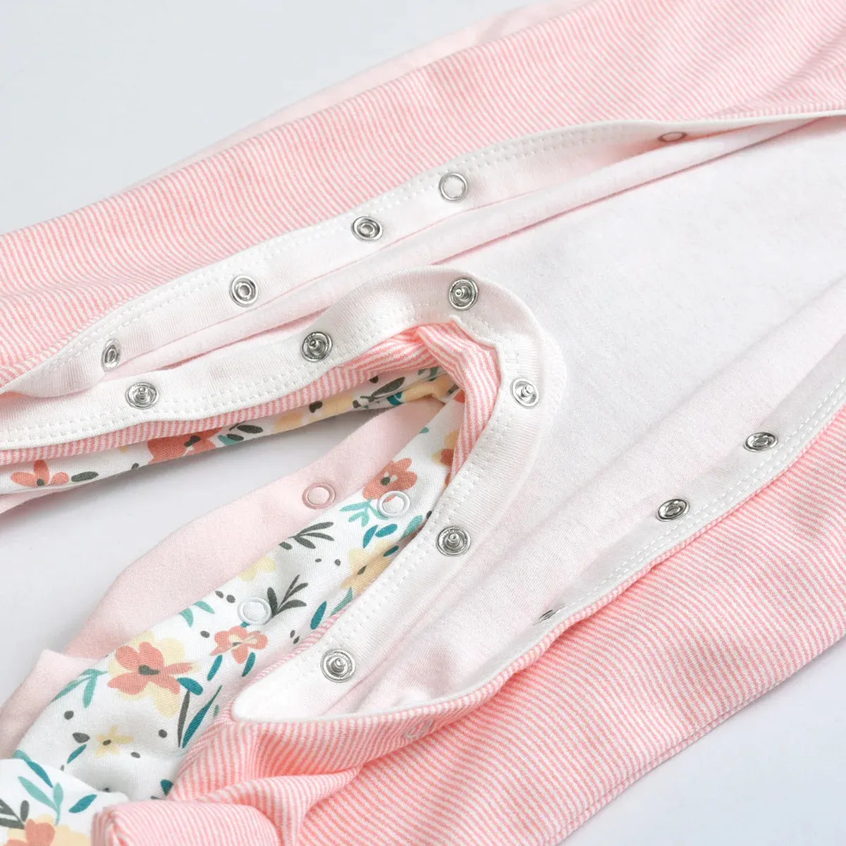 3-Piece Newborn Baby Romper Set - Baby Pink