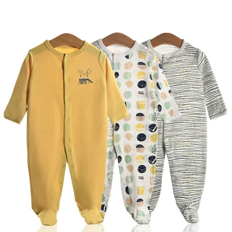 3-Piece Newborn Baby Romper Set - Gray