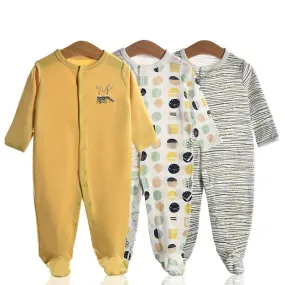3-Piece Newborn Baby Romper Set - Gray