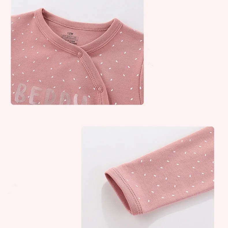 3pk 0-12M Long Sleeve Baby Girl Footed Onesie