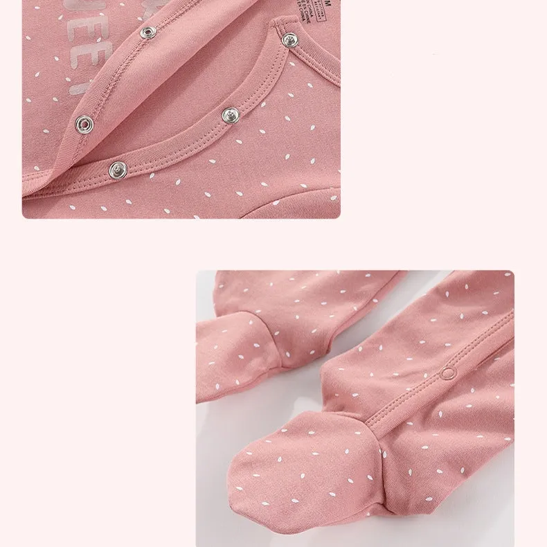 3pk 0-12M Long Sleeve Baby Girl Footed Onesie