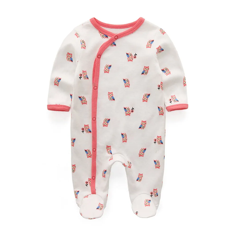 3pk 0-12M Long Sleeve Baby Girl Footed Onesie