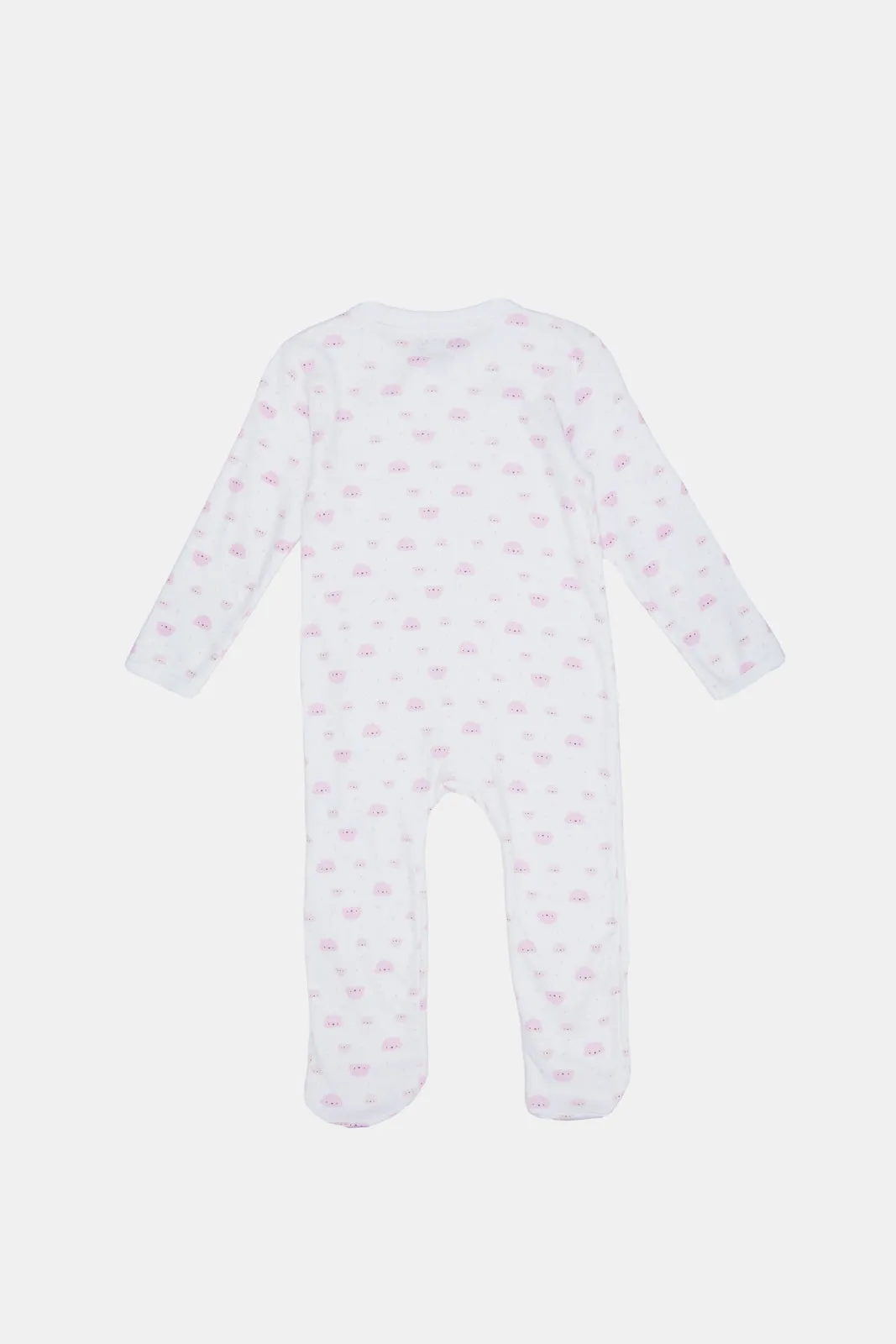 Babies Lilac And White Printed Sleepsuits Set  (2 Piece)