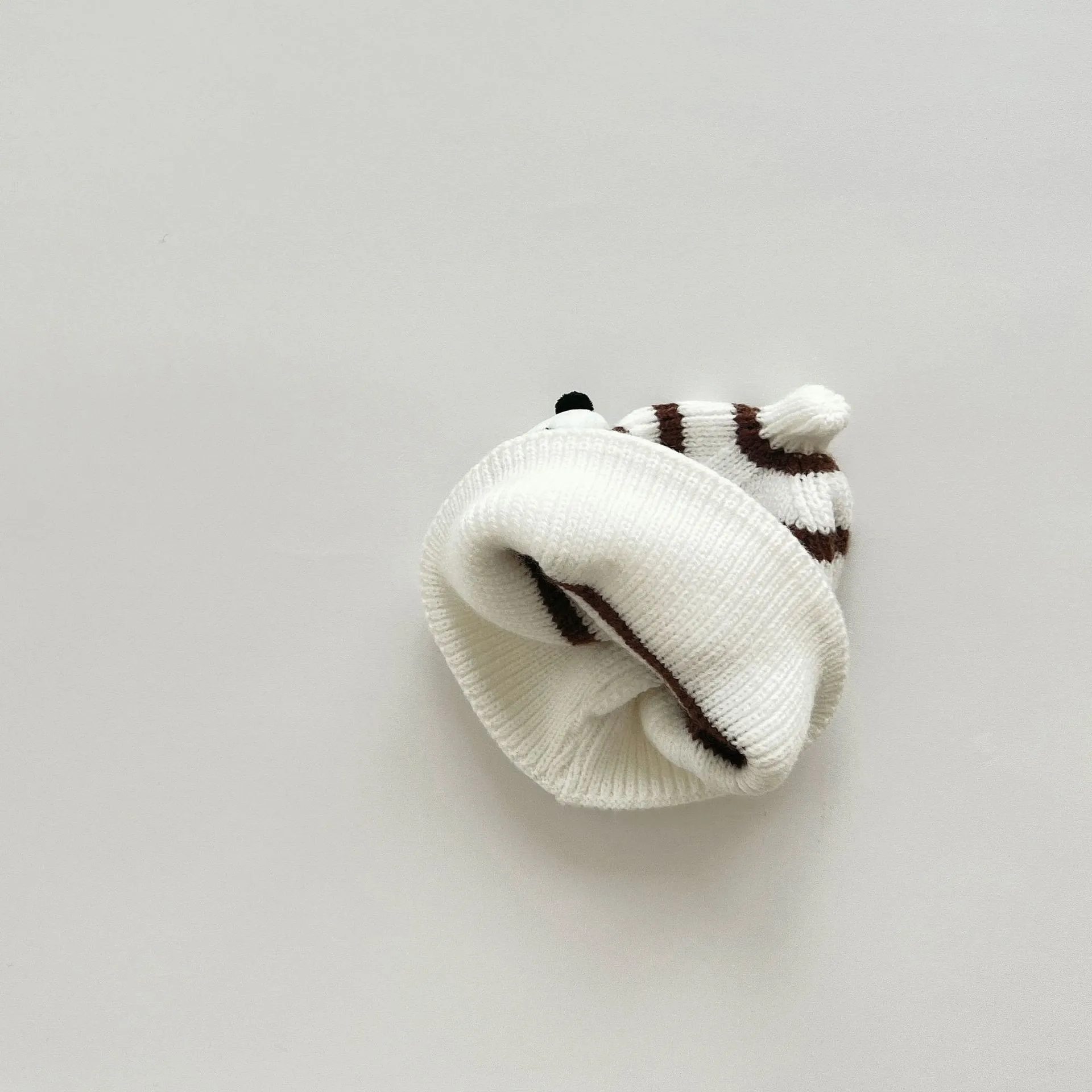 Baby 3D Panda Bear Striped Side Beanie