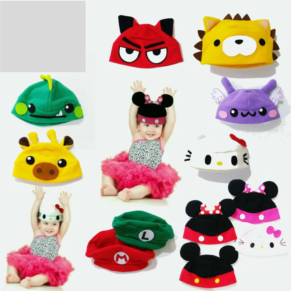 Baby and Kids Cotton Fleece Character Hats