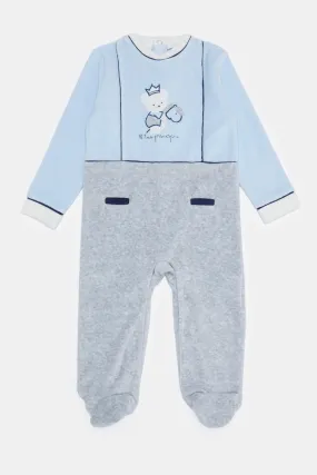 Baby Blue And Grey Sleepsuit