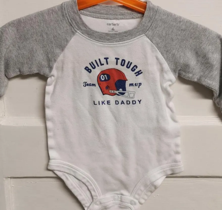 BABY BOY SIZE 6 MONTHS - BABY B'GOSH & CARTER'S, 2 Pack, Graphic Onesies VGUC B50