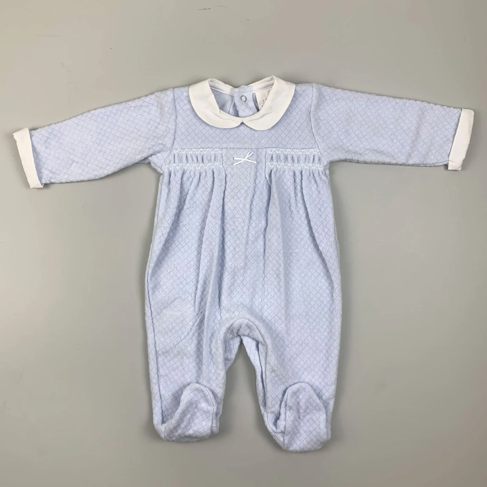 Baby Boy Velour Snuggle Sleepsuit - Blue