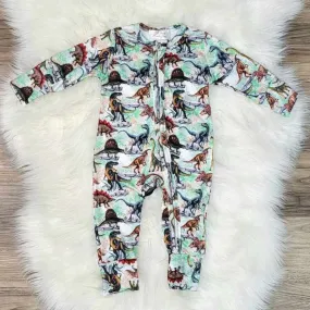 Baby Boy Zipper Dinosaur Footless Sleeper/Romper