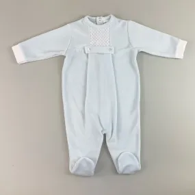 Baby Boys Blue Velour Sleepsuit - Little Nosh
