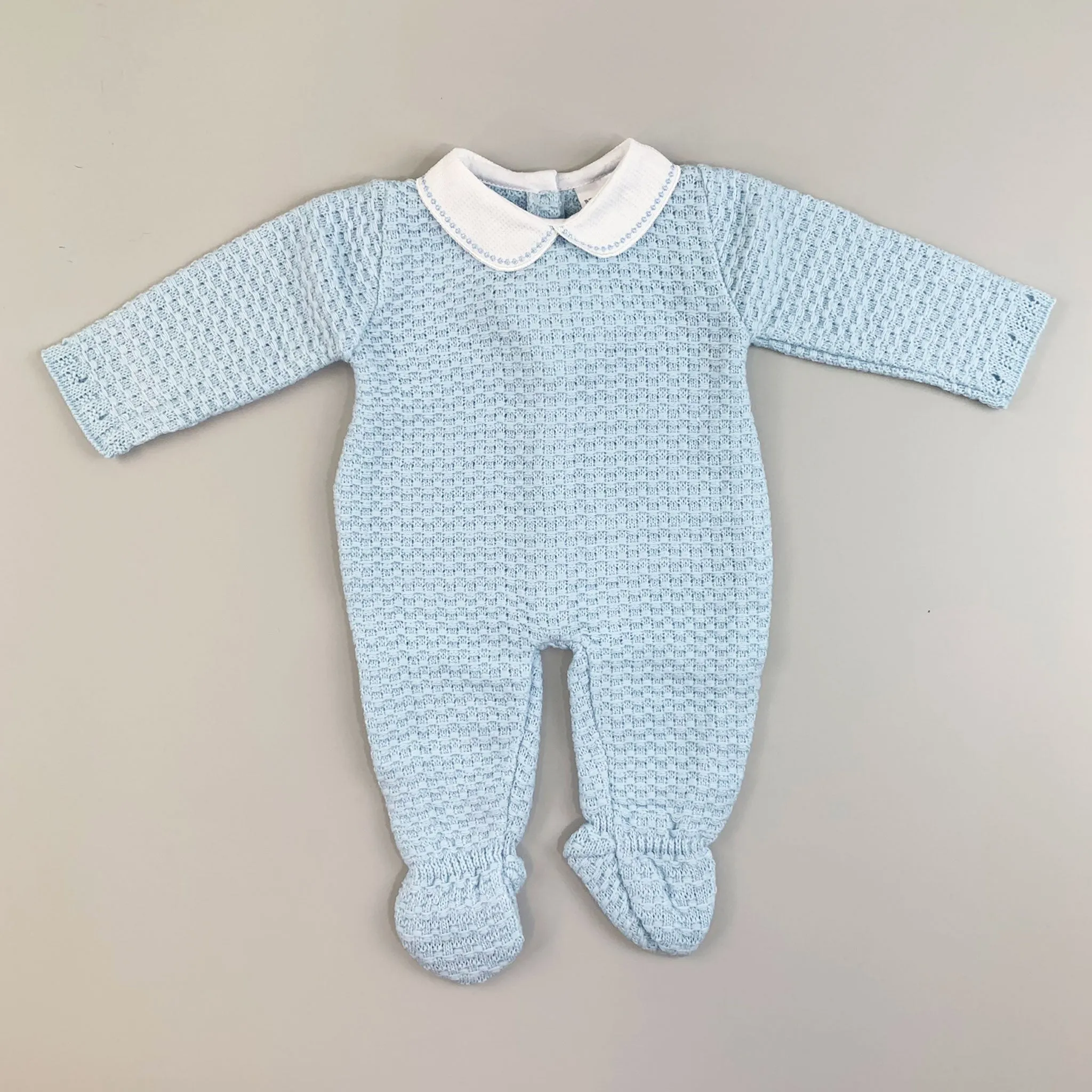 Baby Boys Knitted One Piece Outfit - Blue
