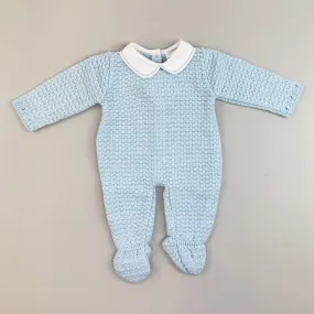 Baby Boys Knitted One Piece Outfit - Blue