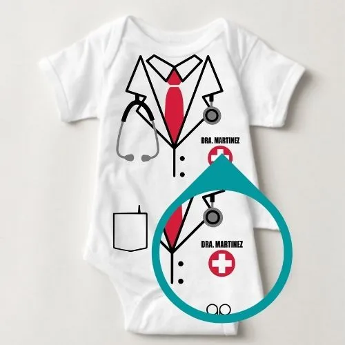 Baby Career Onesies - Doctor Scrub Suit Pink Necktie with FREE Name Print