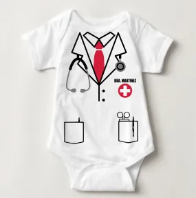Baby Career Onesies - Doctor Scrub Suit Pink Necktie with FREE Name Print