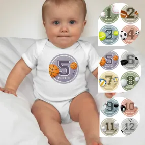 Baby Custom Monthly Onesies - Sports Ball 2