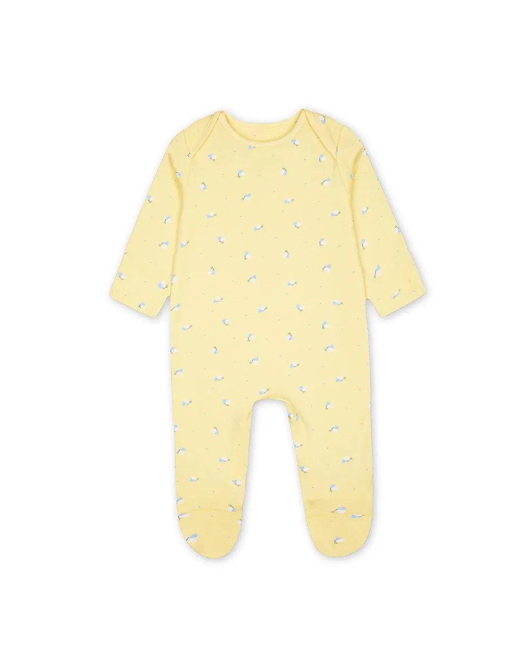 Baby Girls Yellow Butterfly Print Babygrow Romper