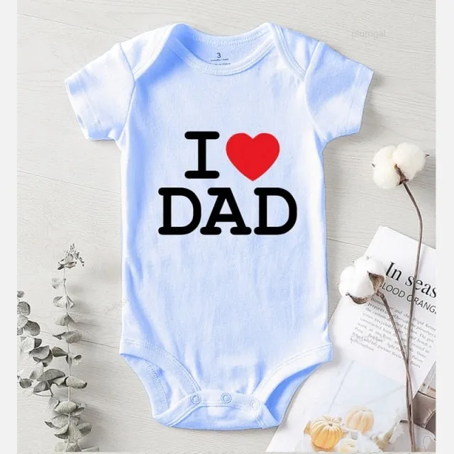 Baby Romper I Love Dad Blue