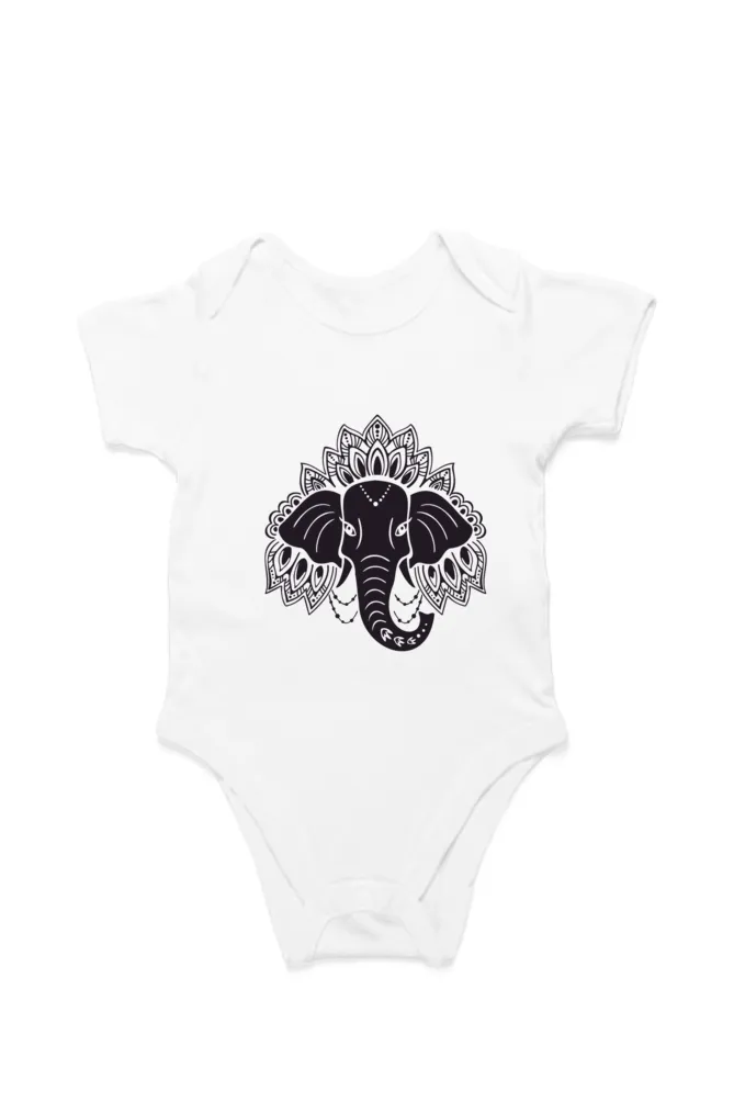 Baby Rompers with Elephant Mandala Art - Adorable & Cozy