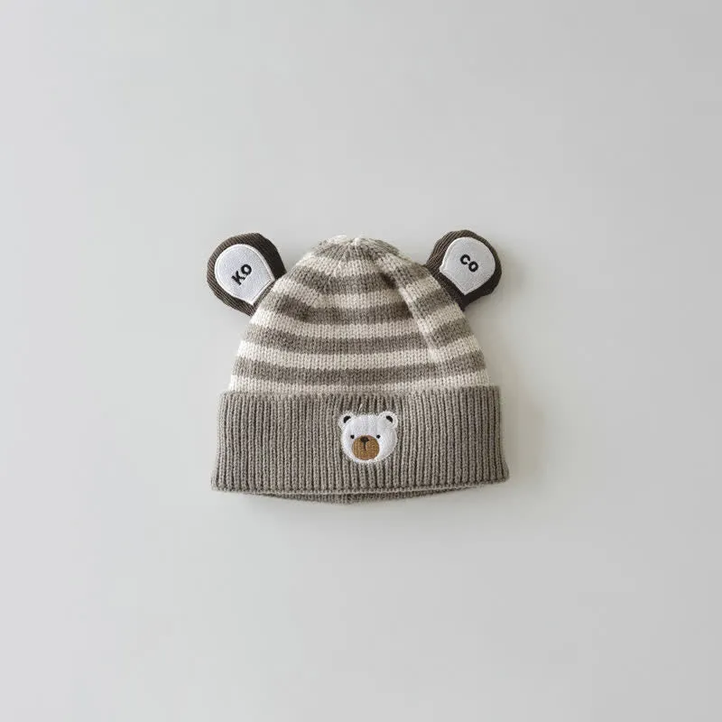 Baby Vivid Bear Striped Knitted Beanie