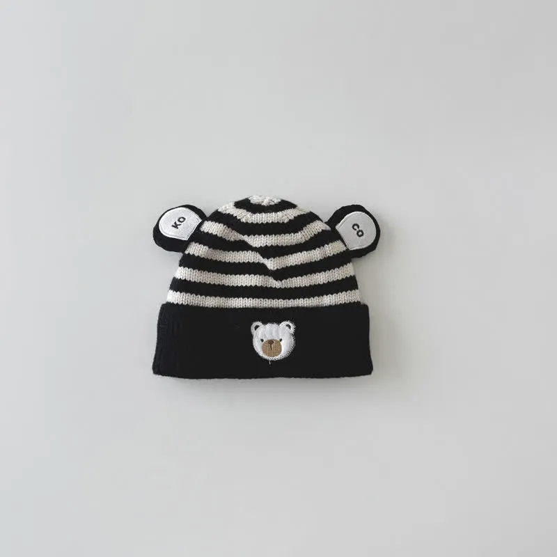 Baby Vivid Bear Striped Knitted Beanie