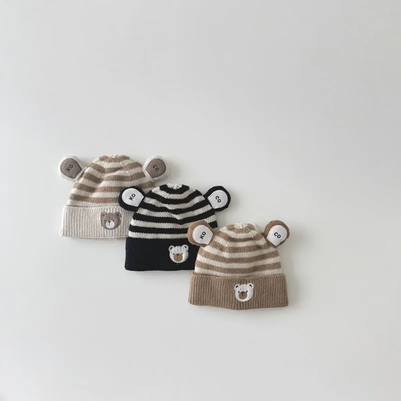 Baby Vivid Bear Striped Knitted Beanie