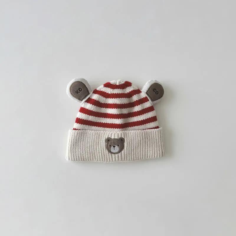Baby Vivid Bear Striped Knitted Beanie
