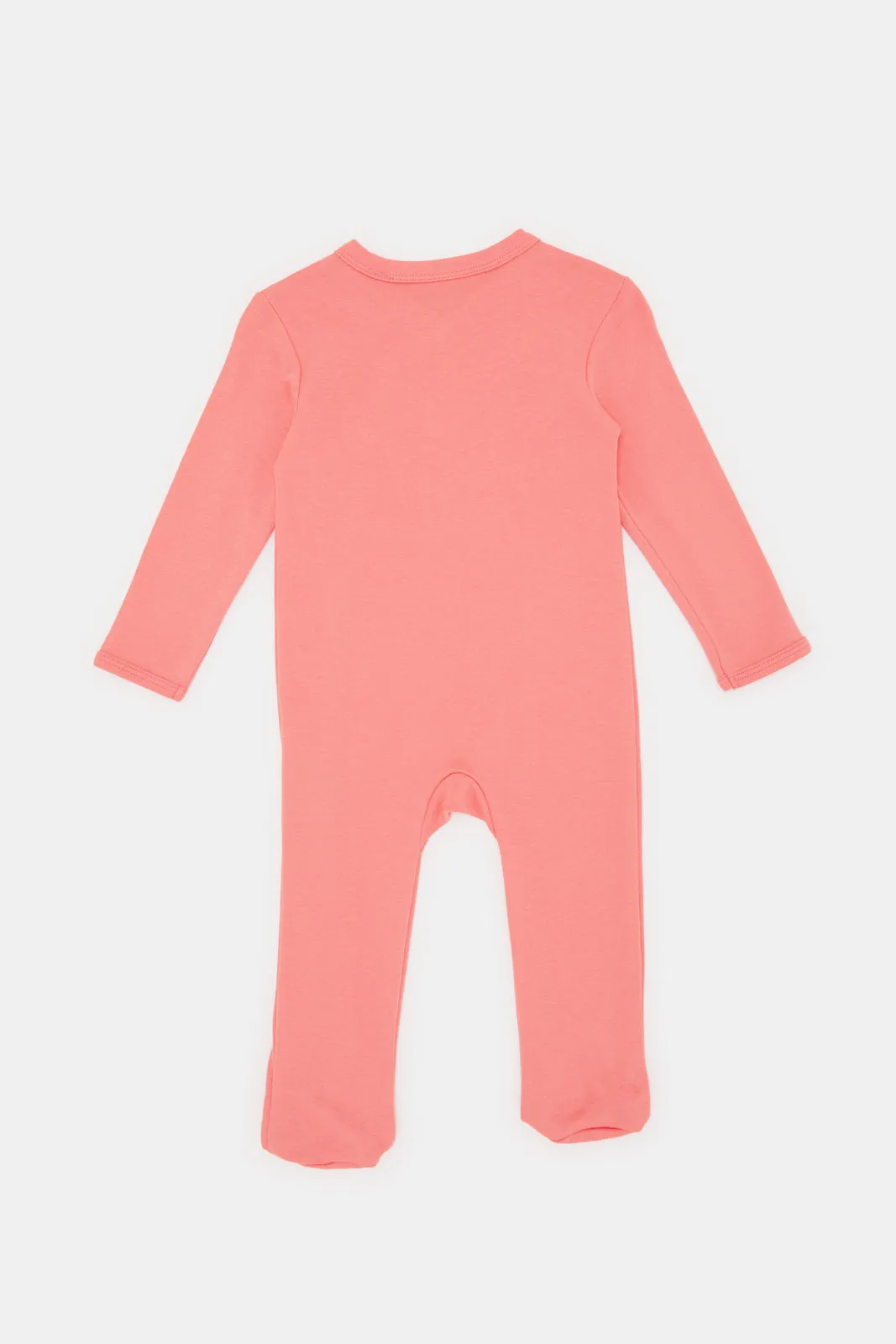 Baby White And Coral Printed Sleepsuit Set (Pack of 2)
