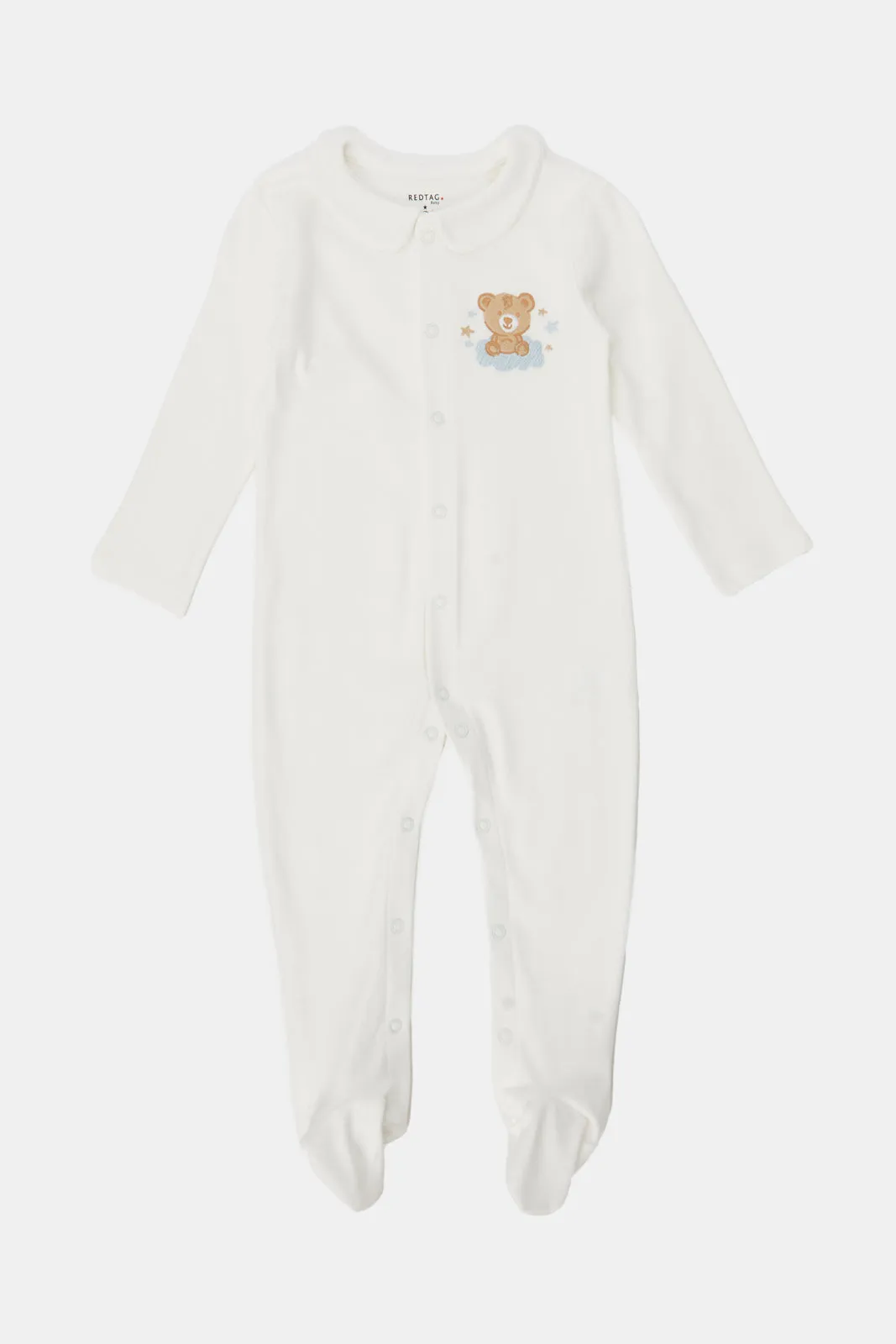 Baby White Embroidered Sleepsuit
