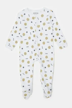 Baby Yellow And White Printed Sleepsuit Set (Pack of 2)