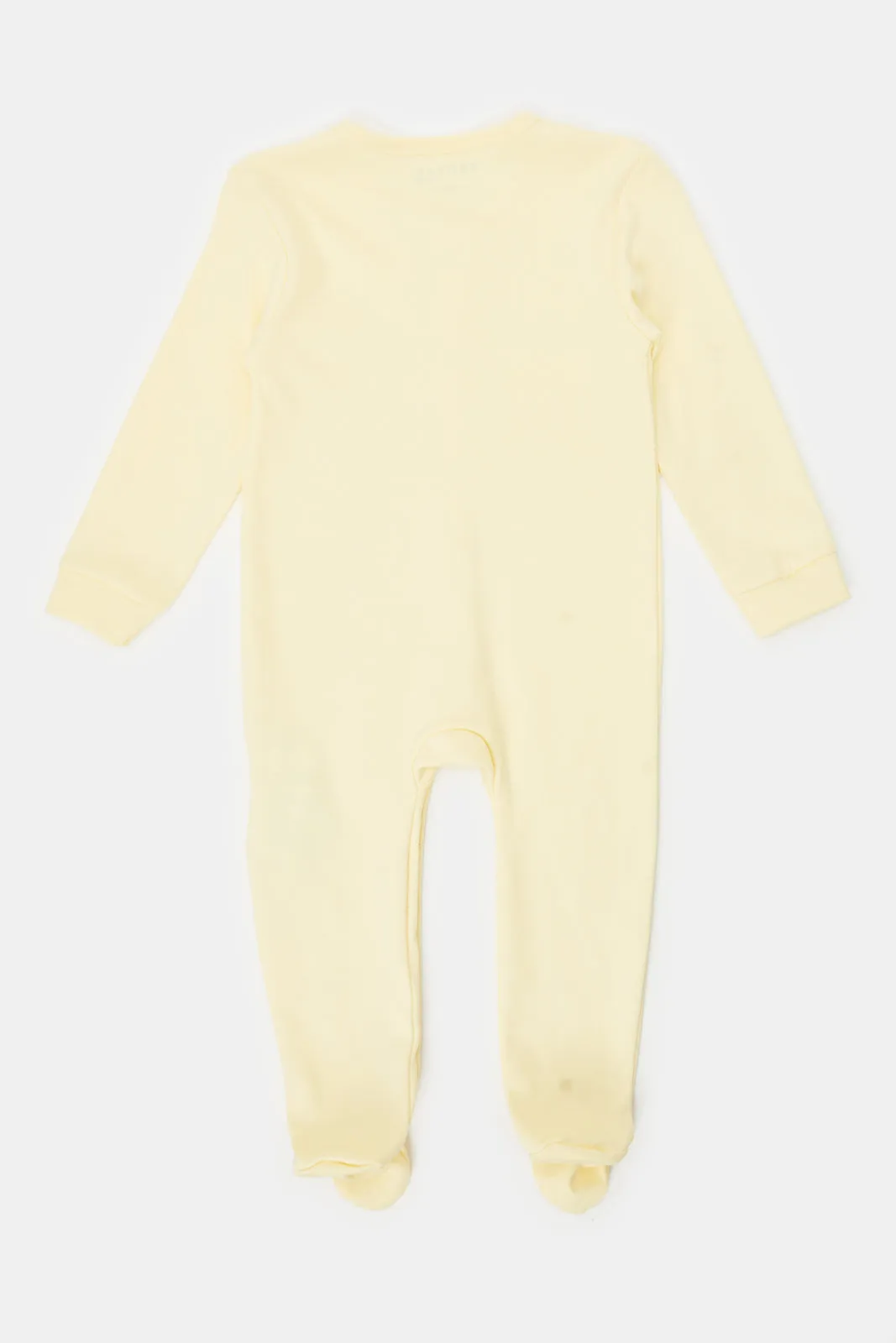 Baby Yellow And White Printed Sleepsuit Set (Pack of 2)