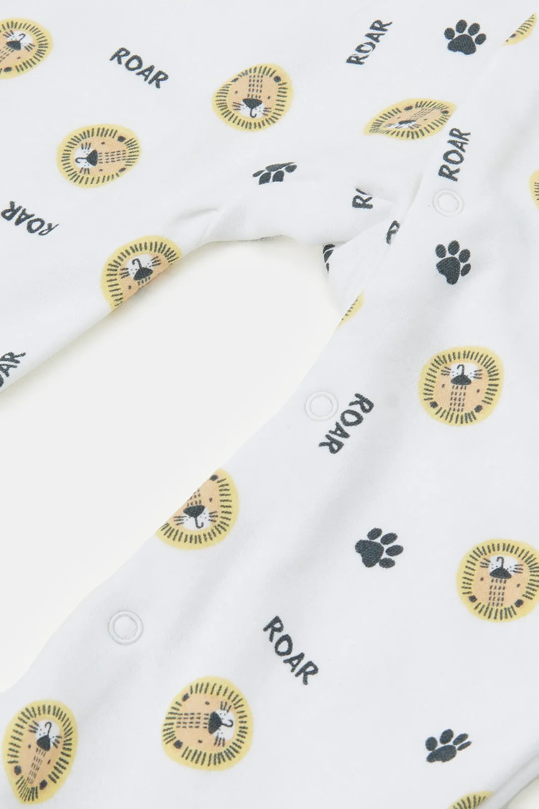 Baby Yellow And White Printed Sleepsuit Set (Pack of 2)