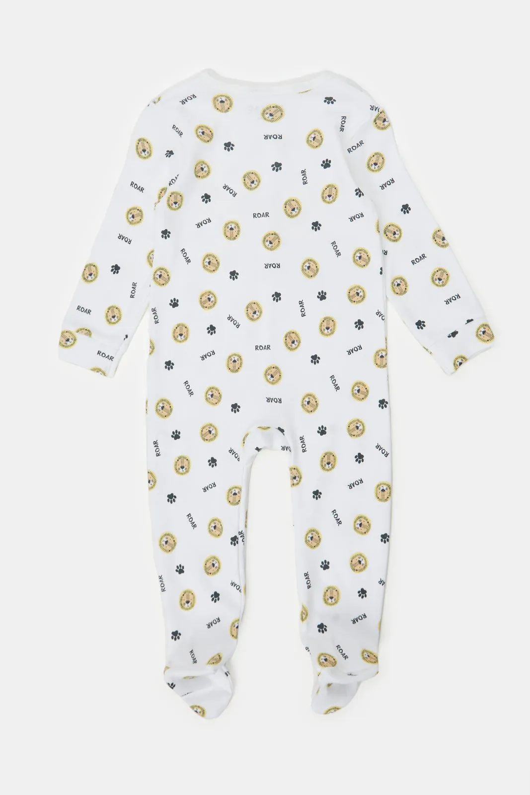 Baby Yellow And White Printed Sleepsuit Set (Pack of 2)
