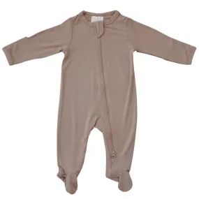 Bamboo Footed One-Piece Zipper, Dusty Rose