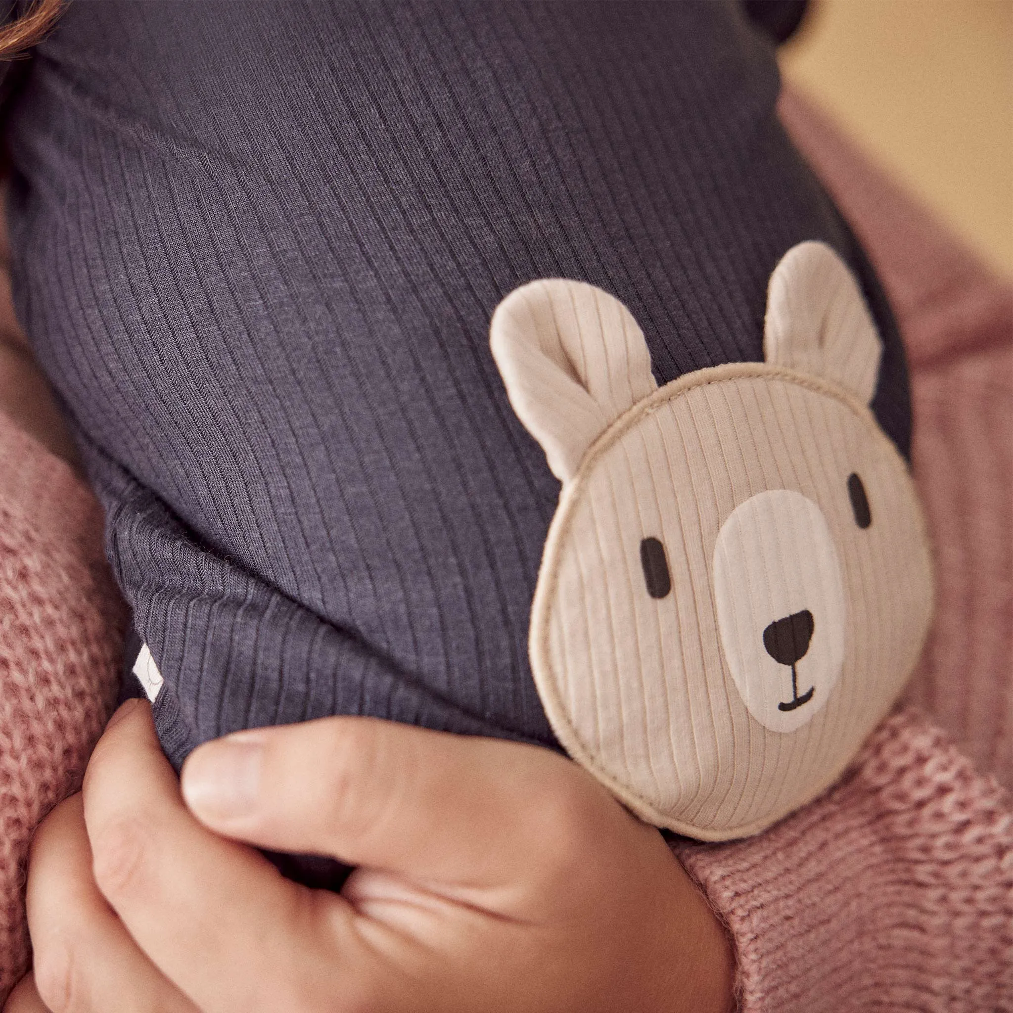 Bear Ribbed Clever Zip Sleepsuit