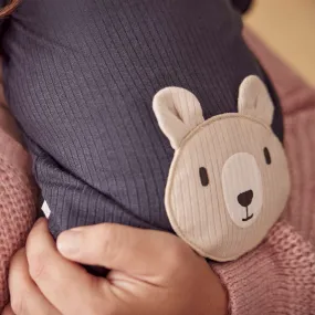 Bear Ribbed Clever Zip Sleepsuit