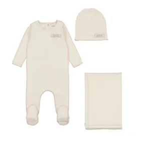 Bee & Dee Chalk White Classic Ribbed Layette Set
