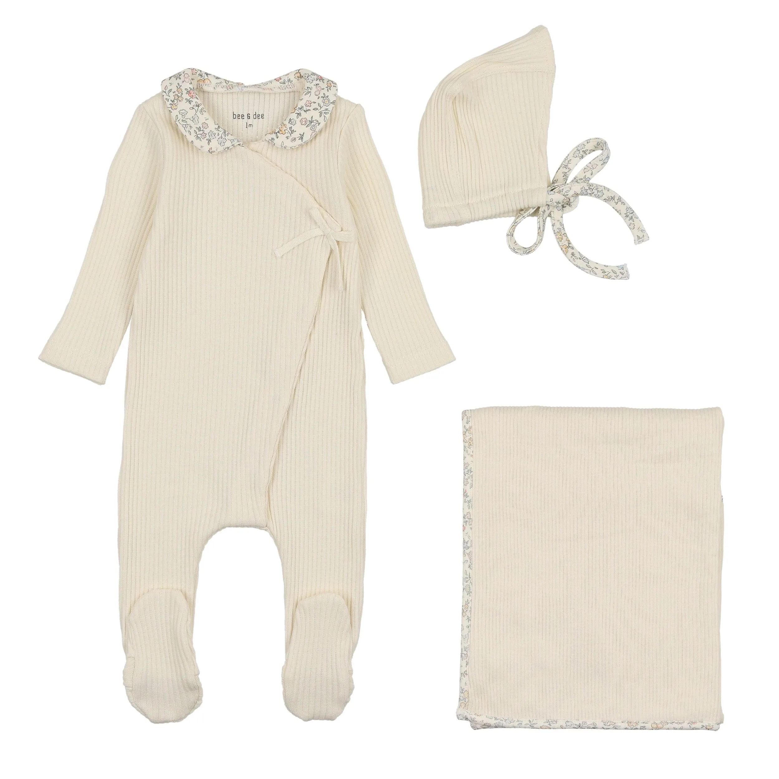 Bee & Dee Girls Cream Shadow Ditsy Layette Set